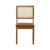 Cadeira Lyon Madeira Maciça Encosto Telinha Natural - Amêndoa Assento Estofado Corano Marrom Mescla - 7