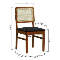 Cadeira Lyon Madeira Maciça Encosto Telinha Natural - Amêndoa Assento Estofado Linho Preto Textura - 6