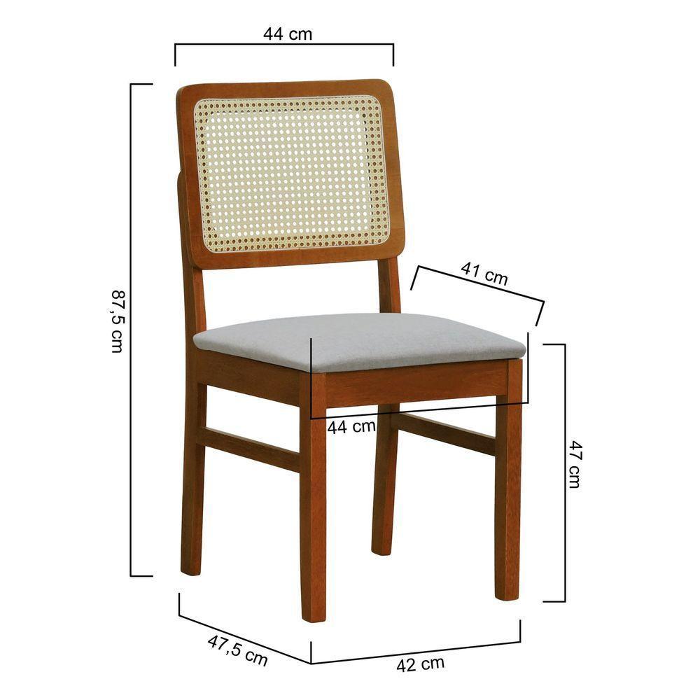 Cadeira Lyon Madeira Maciça Encosto Telinha Natural - Amêndoa Assento Estofado Linho Bege Mescla Impermeável - 5