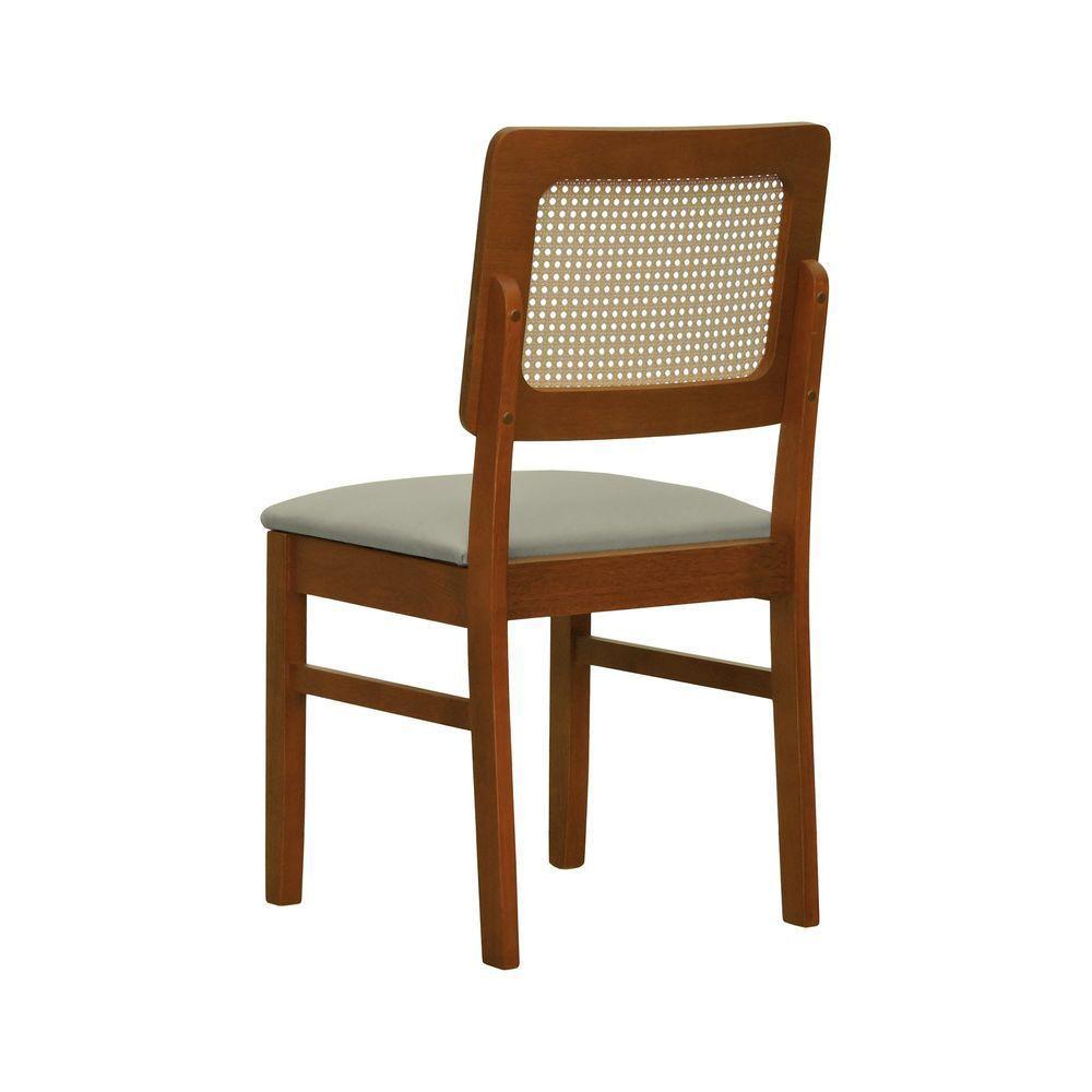 Cadeira Lyon Madeira Maciça Encosto Telinha Natural - Amêndoa Assento Estofado Linho Bege - 7