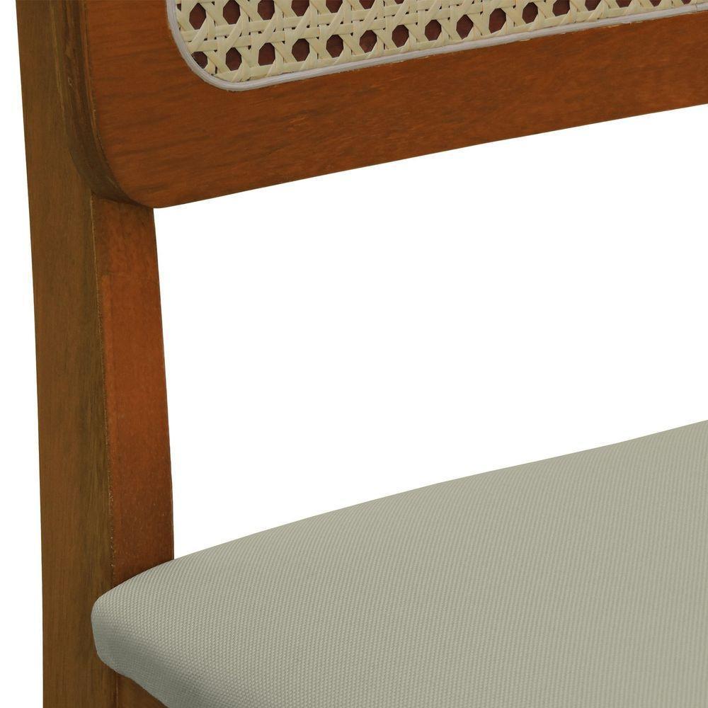 Cadeira Lyon Madeira Maciça Encosto Telinha Natural - Amêndoa Assento Estofado Linho Bege - 8