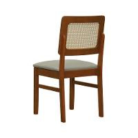 Cadeira Lyon Madeira Maciça Encosto Telinha Natural - Amêndoa Assento Estofado Linho Bege - 7