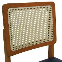 Cadeira Lyon Madeira Maciça Encosto Telinha Natural - Amêndoa Assento Estofado Corano Preto - 3