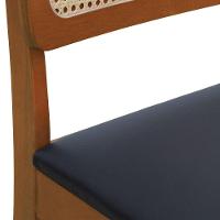 Cadeira Lyon Madeira Maciça Encosto Telinha Natural - Amêndoa Assento Estofado Corano Preto