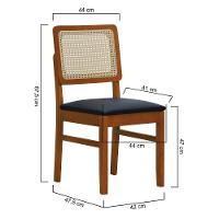 Cadeira Lyon Madeira Maciça Encosto Telinha Natural - Amêndoa Assento Estofado Corano Preto - 6