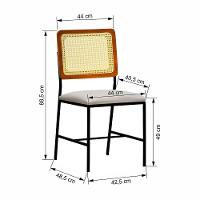 Cadeira Lyon Metal Encosto Anatômico Telinha Natural Assento Estofado - Preto-amêndoa Linho Bege - 2