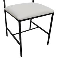 Cadeira Lyon Metal Encosto Anatômico Telinha Natural Assento Estofado - Preto-amêndoa Linho Bege