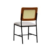 Cadeira Lyon Metal Encosto Anatômico Telinha Natural Assento Estofado - Preto-amêndoa Linho Bege - 6