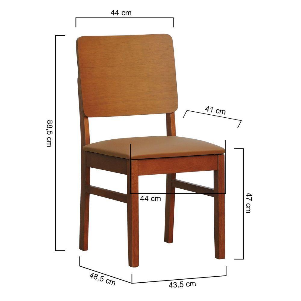 Cadeira Quéops Madeira Maciça Encosto Anatômico Assento Estofado - Amêndoa Corano Caramelo - 4