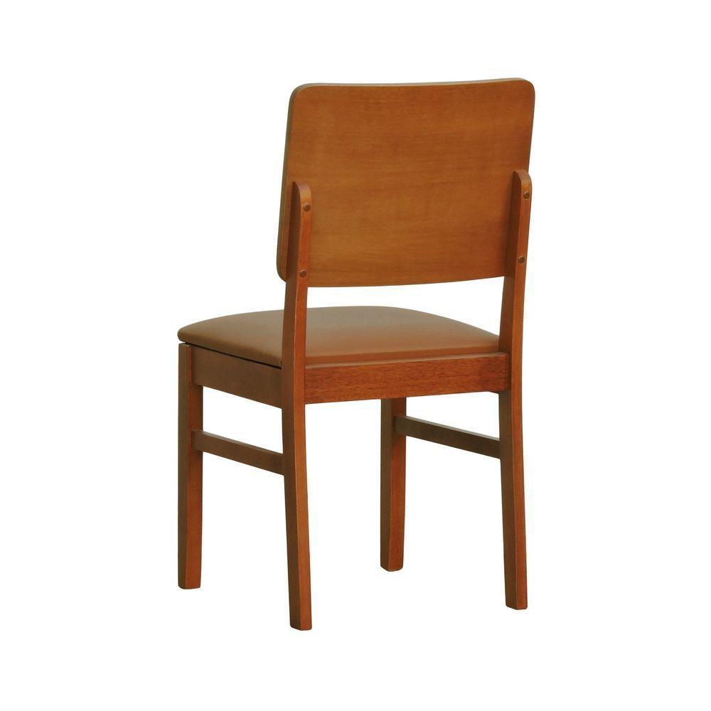 Cadeira Quéops Madeira Maciça Encosto Anatômico Assento Estofado - Amêndoa Corano Caramelo - 5