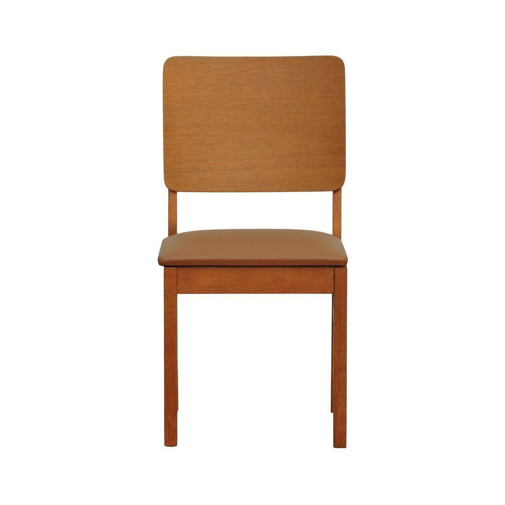 Cadeira Quéops Madeira Maciça Encosto Anatômico Assento Estofado - Amêndoa Corano Caramelo - 8