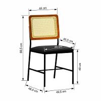 Cadeira Lyon Metal Encosto Anatômico Telinha Natural Assento Estofado - Preto-amêndoa Corano Preto - 2