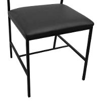 Cadeira Lyon Metal Encosto Anatômico Telinha Natural Assento Estofado - Preto-amêndoa Corano Preto - 5