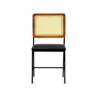 Cadeira Lyon Metal Encosto Anatômico Telinha Natural Assento Estofado - Preto-amêndoa Corano Preto - 8