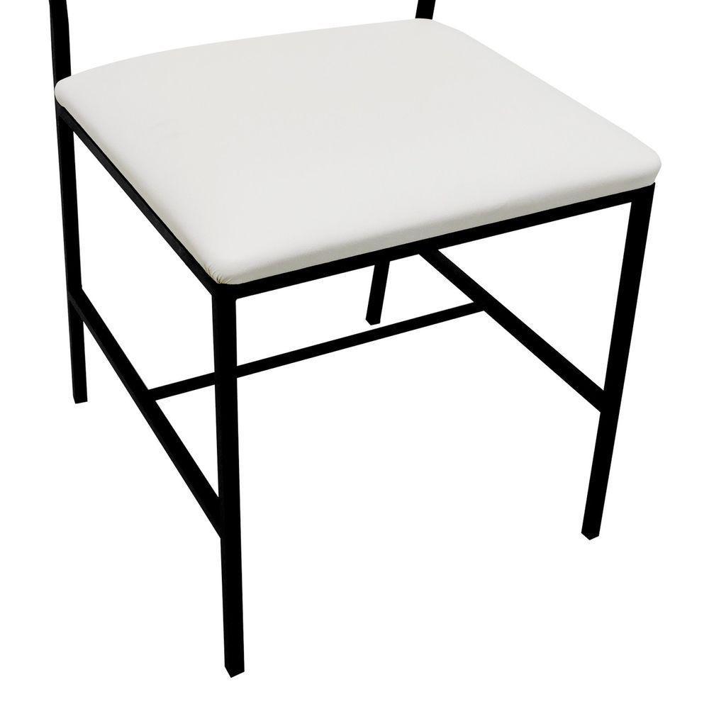 Cadeira Lyon Metal Encosto Anatômico Telinha Natural Assento Estofado - Preto-amêndoa Corano Bege - 6