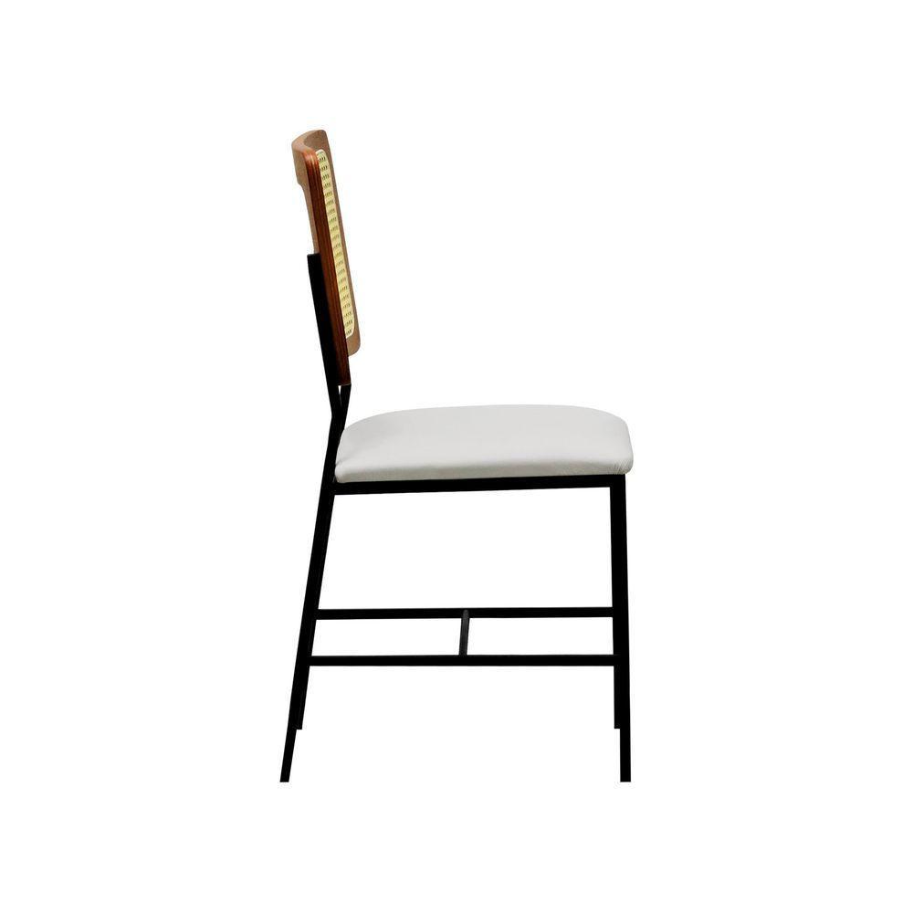 Cadeira Lyon Metal Encosto Anatômico Telinha Natural Assento Estofado - Preto-amêndoa Corano Bege - 8