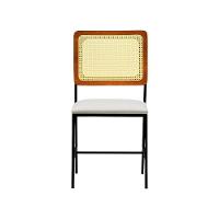 Cadeira Lyon Metal Encosto Anatômico Telinha Natural Assento Estofado - Preto-amêndoa Corano Bege