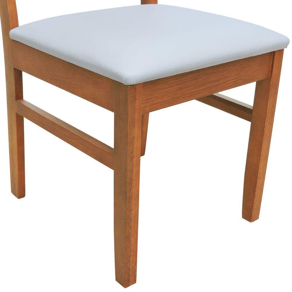 Cadeira Quéops Madeira Maciça Encosto Anatômico Assento Estofado - Amêndoa Corano Bege - 4