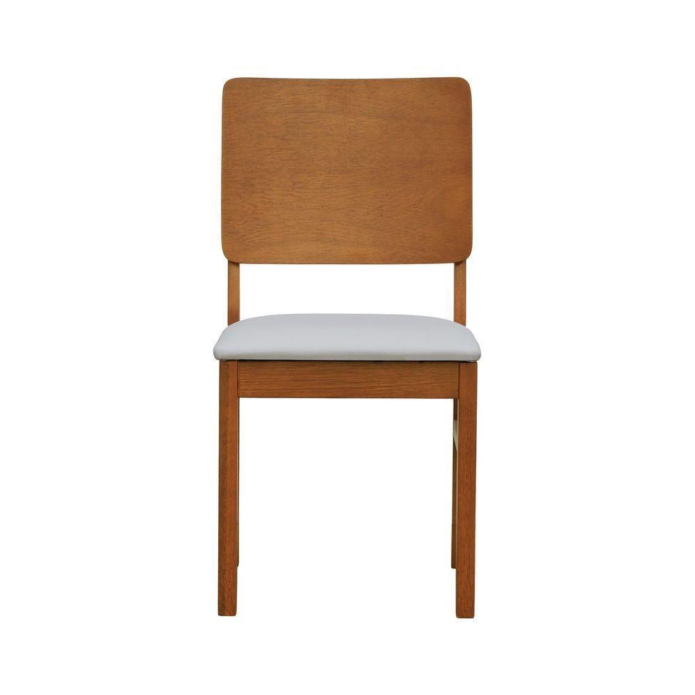 Cadeira Quéops Madeira Maciça Encosto Anatômico Assento Estofado - Amêndoa Corano Bege - 5