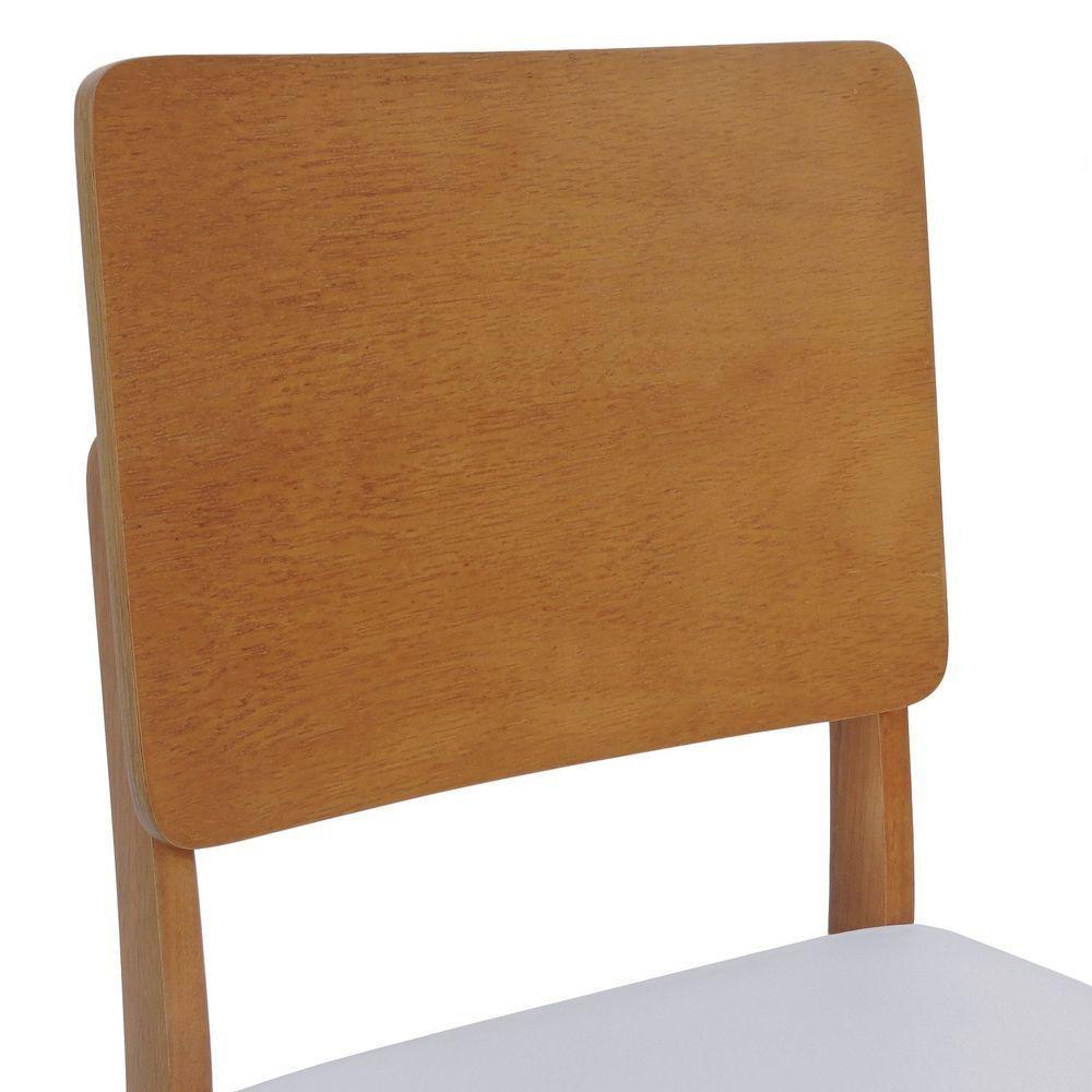 Cadeira Quéops Madeira Maciça Encosto Anatômico Assento Estofado - Amêndoa Corano Bege - 6