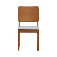 Cadeira Quéops Madeira Maciça Encosto Anatômico Assento Estofado - Amêndoa Corano Bege - 5