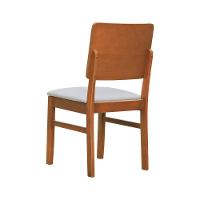 Cadeira Quéops Madeira Maciça Encosto Anatômico Assento Estofado - Amêndoa Corano Bege - 8