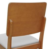 Cadeira Quéops Madeira Maciça Encosto Anatômico Assento Estofado - Amêndoa Corano Bege - 9