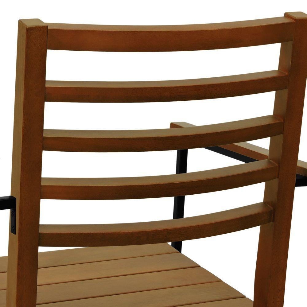 Cadeira Tiê Madeira Maciça Encosto Ripado C-braço Metal - Amêndoa Assento Ripado Amêndoa - 3