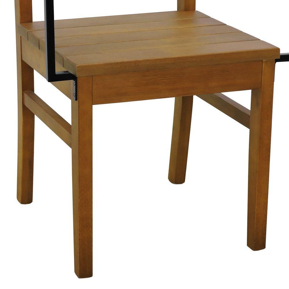 Cadeira Tiê Madeira Maciça Encosto Ripado C-braço Metal - Amêndoa Assento Ripado Amêndoa - 5