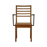 Cadeira Tiê Madeira Maciça Encosto Ripado C-braço Metal - Amêndoa Assento Ripado Amêndoa - 2