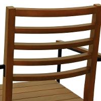 Cadeira Tiê Madeira Maciça Encosto Ripado C-braço Metal - Amêndoa Assento Ripado Amêndoa - 3