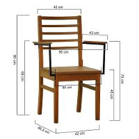 Cadeira Tiê Madeira Maciça Encosto Ripado C-braço Metal - Amêndoa Assento Ripado Amêndoa - 6