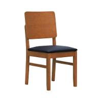 Cadeira Quéops Madeira Maciça Encosto Anatômico Assento Estofado - Amêndoa Corano Preto - 1