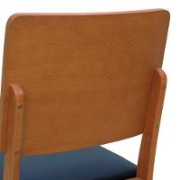 Cadeira Quéops Madeira Maciça Encosto Anatômico Assento Estofado - Amêndoa Corano Preto - 2