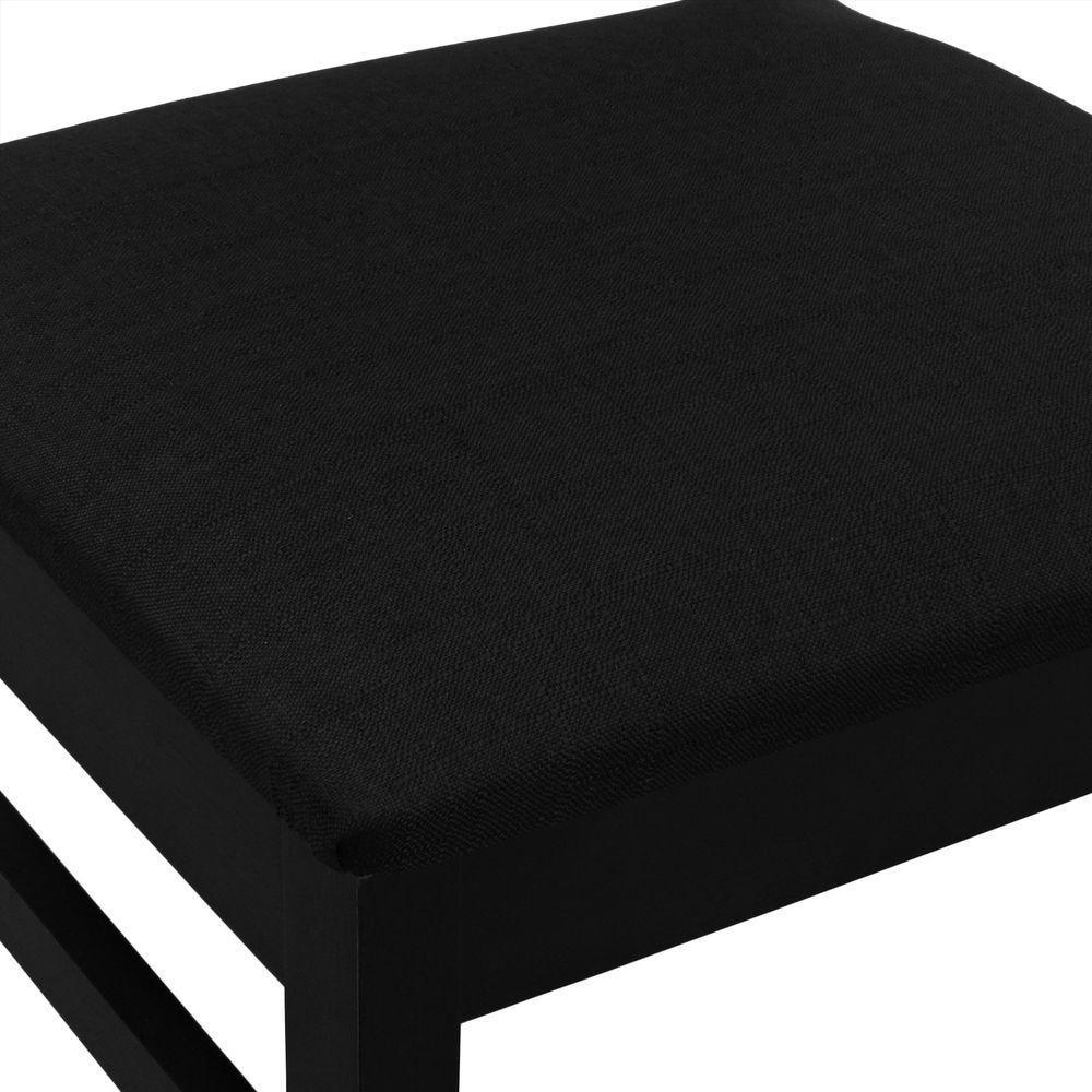 Cadeira Lyon Madeira Maciça Encosto Telinha - Preto Assento Estofado Linho Preto Textura - 3