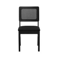 Cadeira Lyon Madeira Maciça Encosto Telinha - Preto Assento Estofado Linho Preto Textura - 7