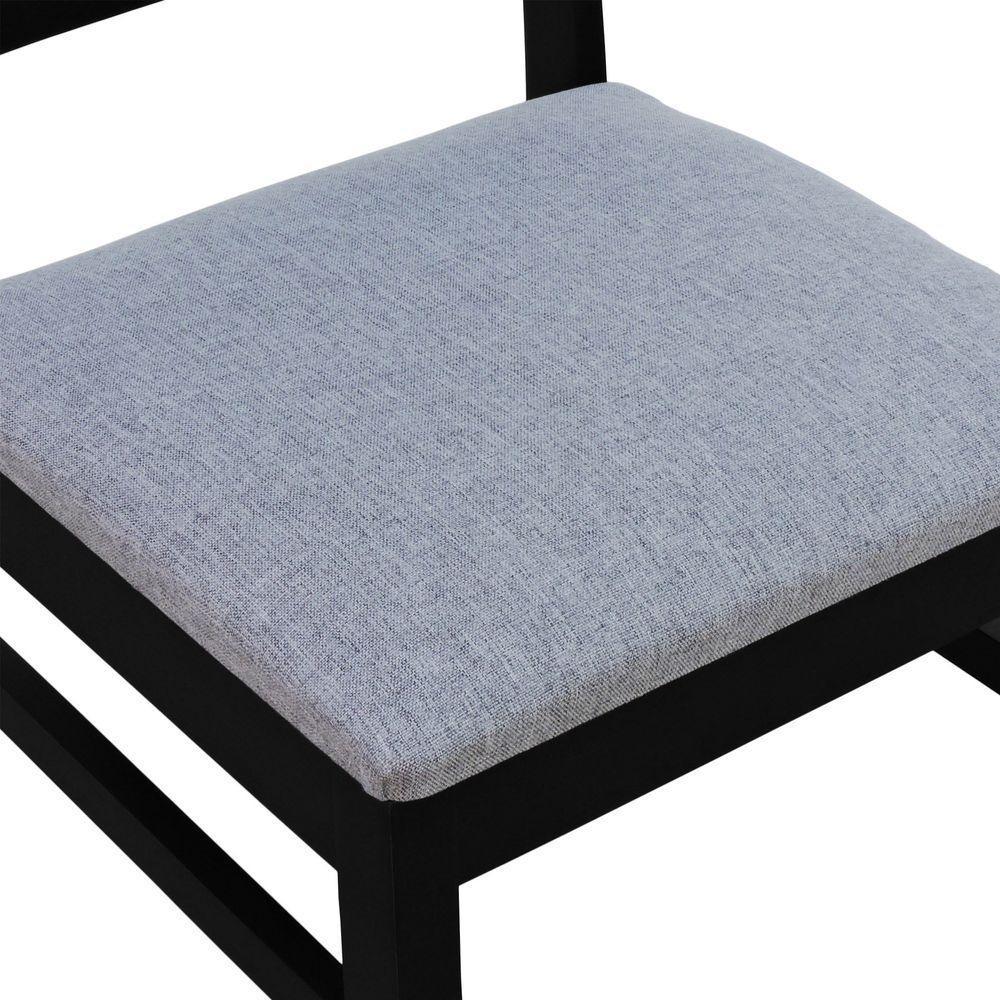 Cadeira Lyon Madeira Maciça Encosto Telinha - Preto Assento Estofado Linho Cinza Mescla Impermeável - 8