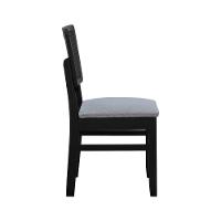 Cadeira Lyon Madeira Maciça Encosto Telinha - Preto Assento Estofado Linho Cinza Mescla Impermeável - 3