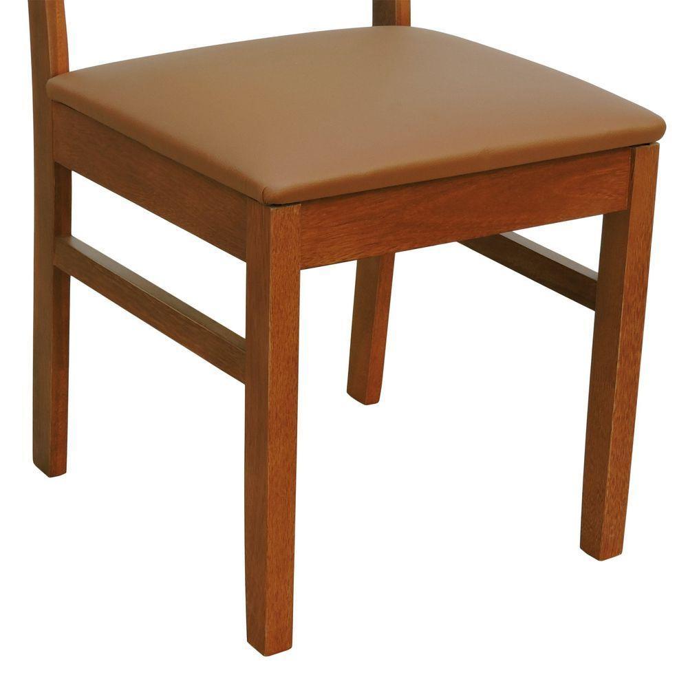 Cadeira Lyon Madeira Maciça Encosto Telinha Natural - Amêndoa Assento Estofado Corano Caramelo - 7