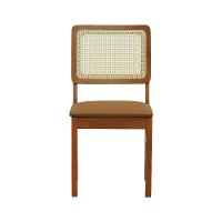 Cadeira Lyon Madeira Maciça Encosto Telinha Natural - Amêndoa Assento Estofado Corano Caramelo - 2