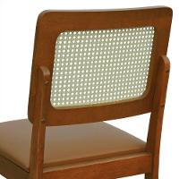 Cadeira Lyon Madeira Maciça Encosto Telinha Natural - Amêndoa Assento Estofado Corano Caramelo - 3