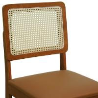 Cadeira Lyon Madeira Maciça Encosto Telinha Natural - Amêndoa Assento Estofado Corano Caramelo - 6