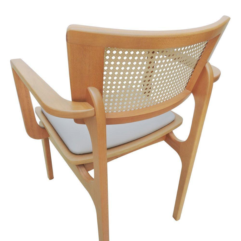 Cadeira Apollo Madeira Maciça Com Braço Encosto Telinha Assento Anatômico - Natural Estofado Corano Bege - 2