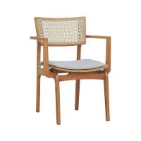 Cadeira Apollo Madeira Maciça Com Braço Encosto Telinha Assento Anatômico - Natural Estofado Corano Bege - 1