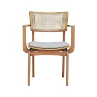 Cadeira Apollo Madeira Maciça Com Braço Encosto Telinha Assento Anatômico - Natural Estofado Corano Bege