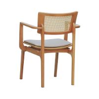 Cadeira Apollo Madeira Maciça Com Braço Encosto Telinha Assento Anatômico - Natural Estofado Corano Bege - 8