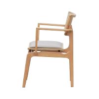 Cadeira Apollo Madeira Maciça Com Braço Encosto Telinha Assento Anatômico - Natural Estofado Linho Bege - 3