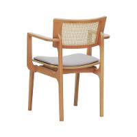 Cadeira Apollo Madeira Maciça Com Braço Encosto Telinha Assento Anatômico - Natural Estofado Linho Bege - 6