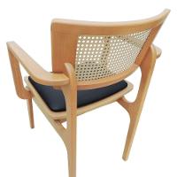 Cadeira Apollo Madeira Maciça Com Braço Encosto Telinha Assento Anatômico - Natural Estofado Corano Preto - 2