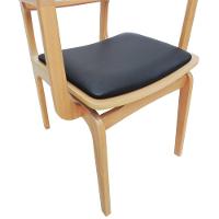 Cadeira Apollo Madeira Maciça Com Braço Encosto Telinha Assento Anatômico - Natural Estofado Corano Preto - 5